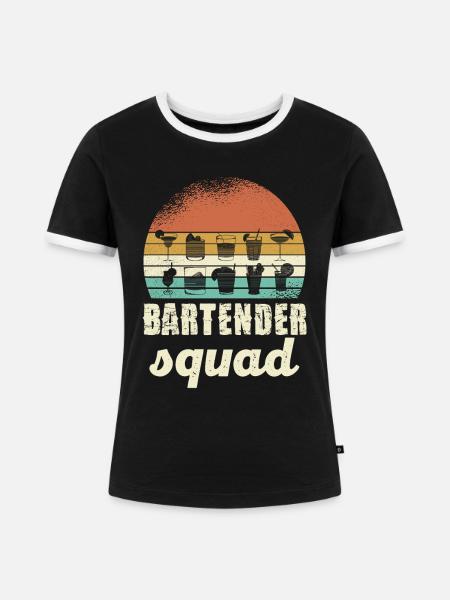 Bartender Squad Retro - Frauen Kontrast-T-Shirt - Schwarz/Weiß