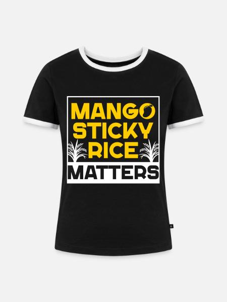 Mango Sticky Reis - Frauen Kontrast-T-Shirt - Schwarz/Weiß