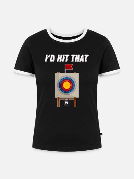 Bogenschießen Ich würde das treffen - Frauen Kontrast-T-Shirt - Schwarz/Weiß