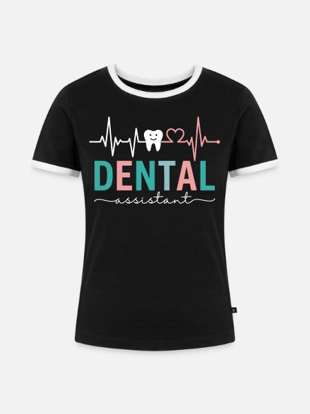 Heartbeat Zahnarztassistent Zahnarzt - Frauen Kontrast-T-Shirt - Schwarz/Weiß