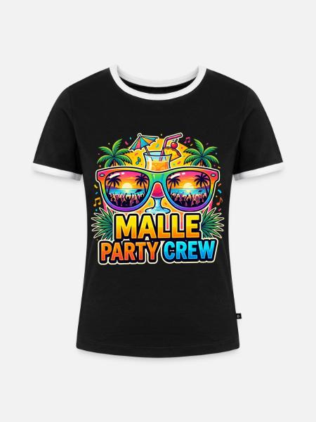 Malle Party Crew Gruppenoutfit - Frauen Kontrast-T-Shirt - Schwarz/Weiß