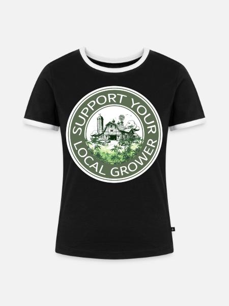Support your local grower - Frauen Kontrast-T-Shirt - Schwarz/Weiß