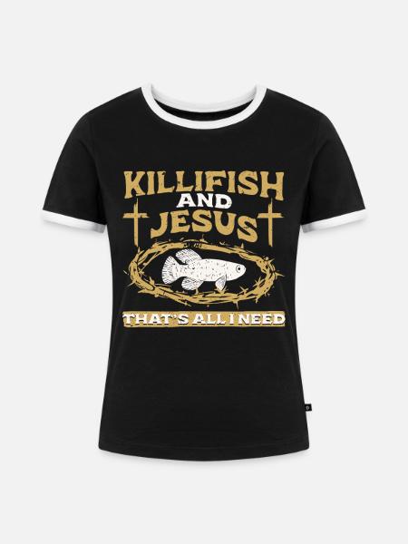 Zahnkarpfen Killfisch Zahnkärpflinge - Frauen Kontrast-T-Shirt - Schwarz/Weiß