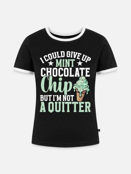 Minz-Schokoladen-Chip-Kugel-Sahne-Geschmack Minze - Frauen Kontrast-T-Shirt - Schwarz/Weiß
