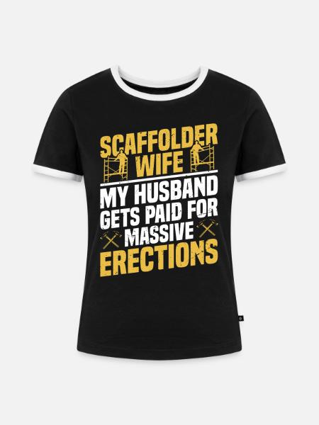 Gerüstehefrau Bauarbeiterin - Frauen Kontrast-T-Shirt - Schwarz/Weiß