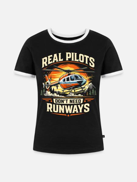 Hubschrauberpilot Helikopterpilot - Frauen Kontrast-T-Shirt - Schwarz/Weiß
