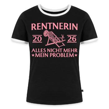 Rentnerin 2026 - Lustiger Kollegin Abschied - Frauen Kontrast-T-Shirt - Schwarz/Weiß - Vorne - Selfina (174cm)