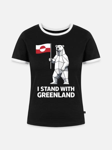 Grönland Eisbär Low Poly Flagge - Frauen Kontrast-T-Shirt - Schwarz/Weiß