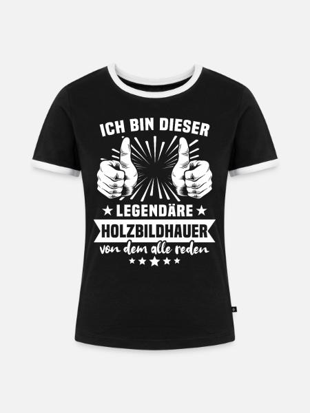 Holzbildhauer Legende - Frauen Kontrast-T-Shirt - Schwarz/Weiß