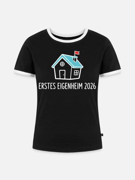 Erstes Eigenheim 2026 Hausbau - Frauen Kontrast-T-Shirt - Schwarz/Weiß