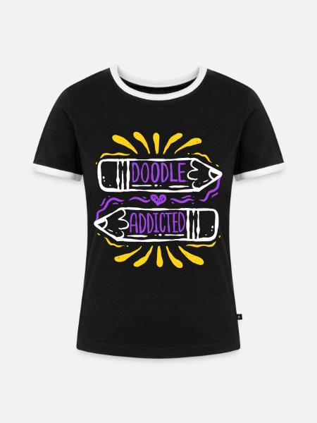 Doodle Kritzeln Zeichnung - Frauen Kontrast-T-Shirt - Schwarz/Weiß