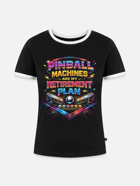 Pinball Flipperspieler - Frauen Kontrast-T-Shirt - Schwarz/Weiß