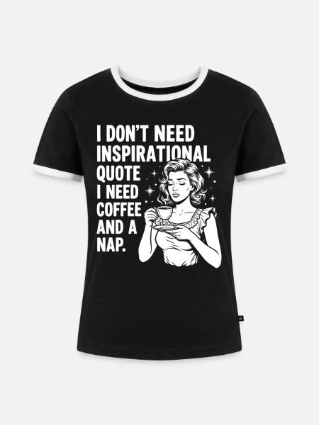 Echte Kaffeeliebe Nickerchen Statement - Frauen Kontrast-T-Shirt - Schwarz/Weiß