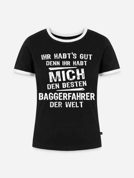 Baggerfahrer - Frauen Kontrast-T-Shirt - Schwarz/Weiß