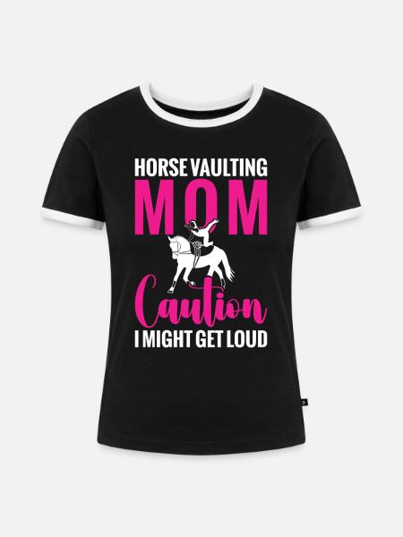 Pferdesprung-Mutter Künstlerische Reiter-Lunger - Frauen Kontrast-T-Shirt - Schwarz/Weiß