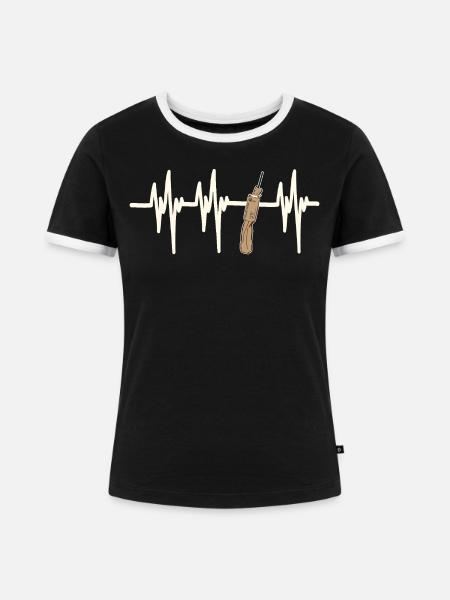 Heartbeat Fallas de Valencia Trueno - Frauen Kontrast-T-Shirt - Schwarz/Weiß