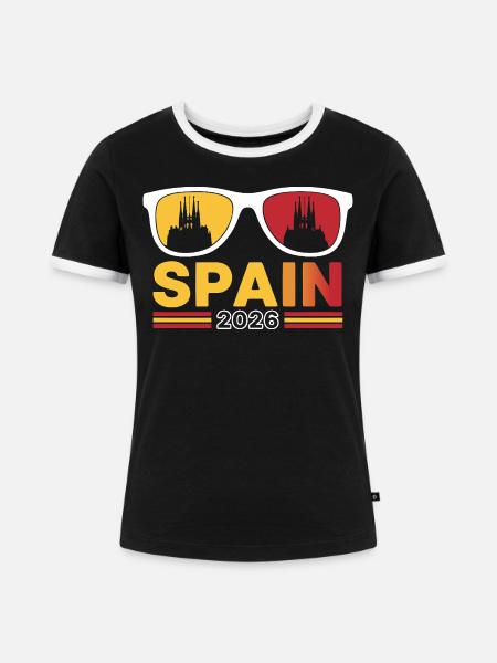 Barcelona Spanien Urlaub 2026 - Frauen Kontrast-T-Shirt - Schwarz/Weiß