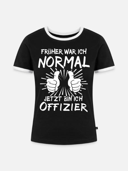 Offizier - Frauen Kontrast-T-Shirt - Schwarz/Weiß