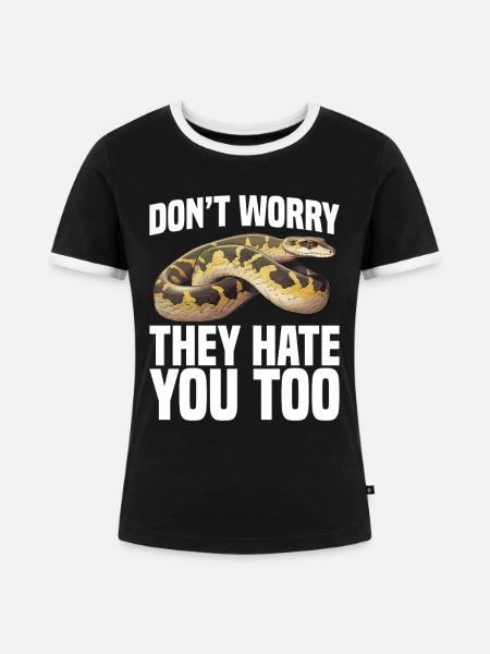 Python-Besitzer Schlangenterrarium, Reptilienhaut Burmesischer - Frauen Kontrast-T-Shirt - Schwarz/Weiß