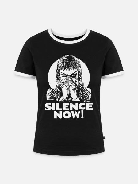 Silence Now Face Emblem - Frauen Kontrast-T-Shirt - Schwarz/Weiß