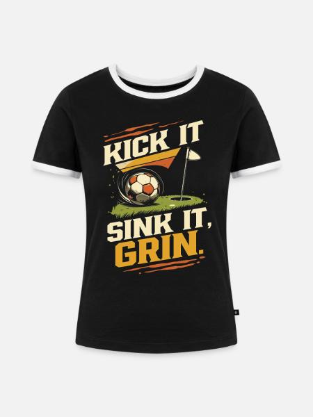 Footgolf Fußballgolf - Frauen Kontrast-T-Shirt - Schwarz/Weiß