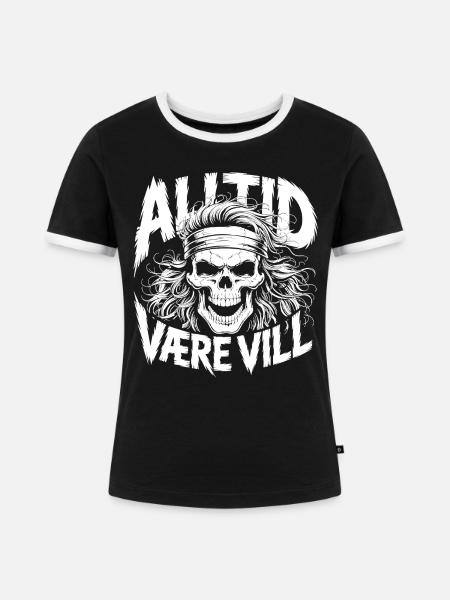 Bleib wild, Schädel - Frauen Kontrast-T-Shirt - Schwarz/Weiß