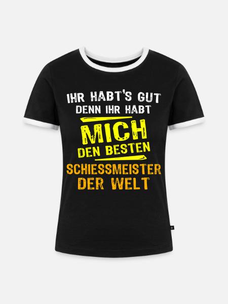 Schiessmeister Geschenk - Frauen Kontrast-T-Shirt - Schwarz/Weiß