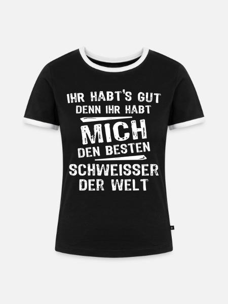 Schweisser - Frauen Kontrast-T-Shirt - Schwarz/Weiß
