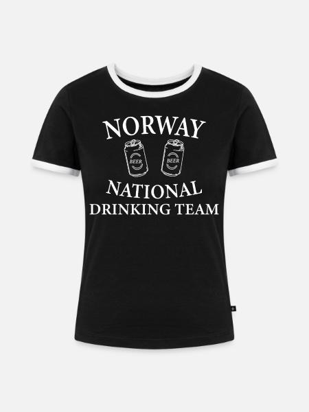 Norwegisches Trinkteam - Frauen Kontrast-T-Shirt - Schwarz/Weiß