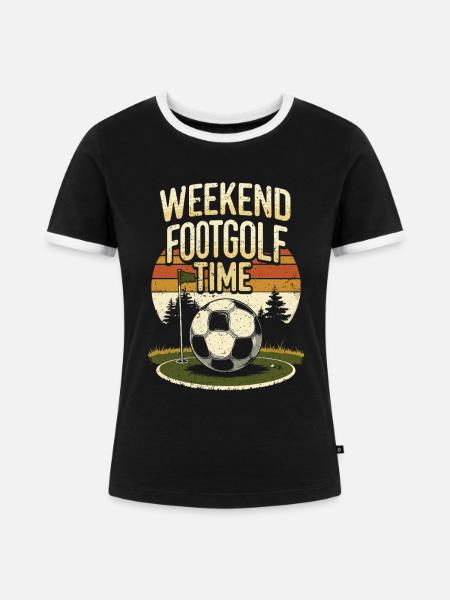 Footgolf Fußballgolf Weekend Footgolf Time - Frauen Kontrast-T-Shirt - Schwarz/Weiß