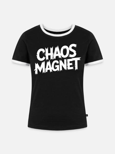Chaos Magnet - Frauen Kontrast-T-Shirt - Schwarz/Weiß