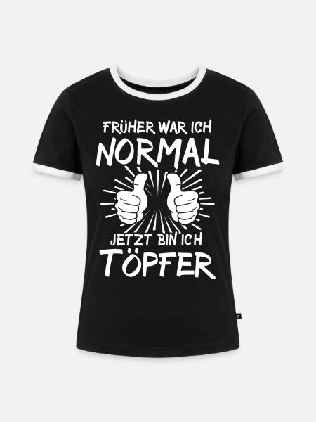 Töpfer - Frauen Kontrast-T-Shirt - Schwarz/Weiß