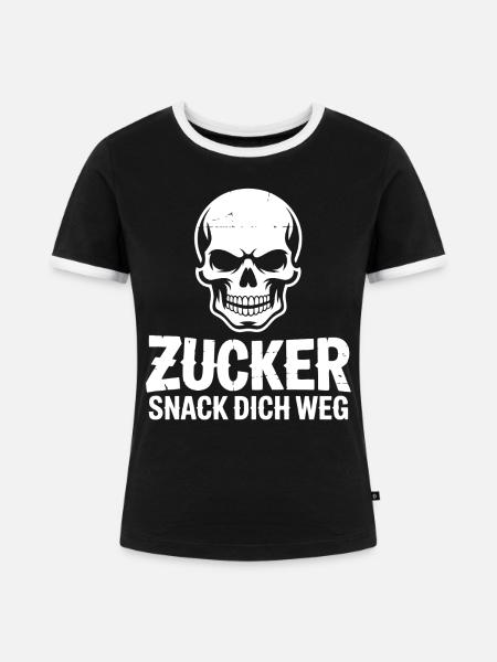 Zucker Schädel Snack Dich Weg - Frauen Kontrast-T-Shirt - Schwarz/Weiß