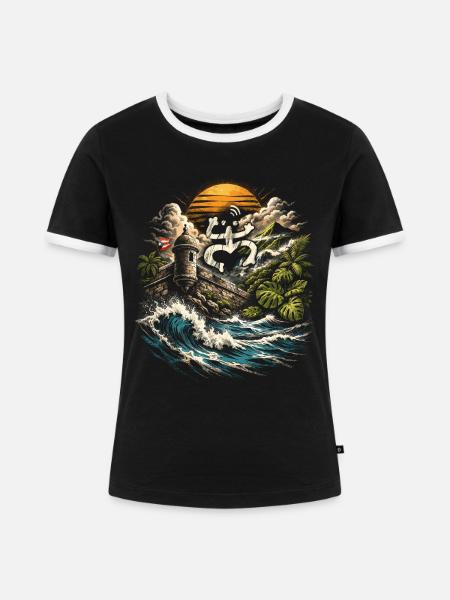Puerto Rico Boricua - Frauen Kontrast-T-Shirt - Schwarz/Weiß