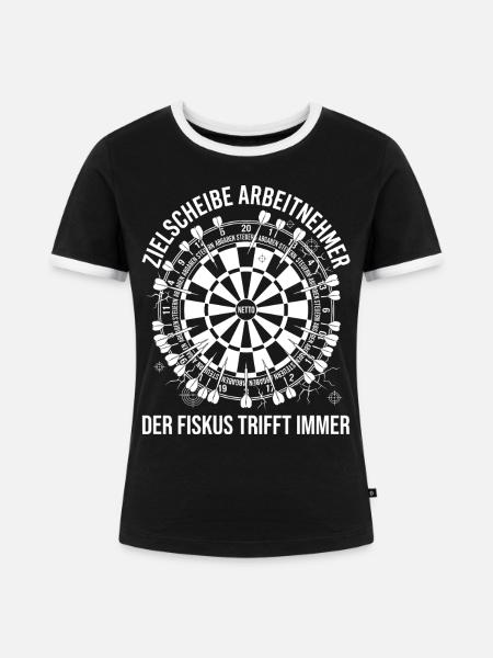 Zielscheibe Arbeitnehmer Dartscheibe Der Fiskus - Frauen Kontrast-T-Shirt - Schwarz/Weiß