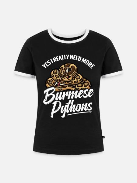Python-Liebhaber Schlangen-Mama Terrarium-Reptilien-Papa - Frauen Kontrast-T-Shirt - Schwarz/Weiß
