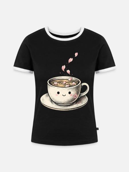 Kirschblüten Sakura Kirschblüte - Frauen Kontrast-T-Shirt - Schwarz/Weiß