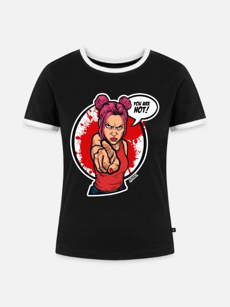 Pointing Power Diva - Frauen Kontrast-T-Shirt - Schwarz/Weiß