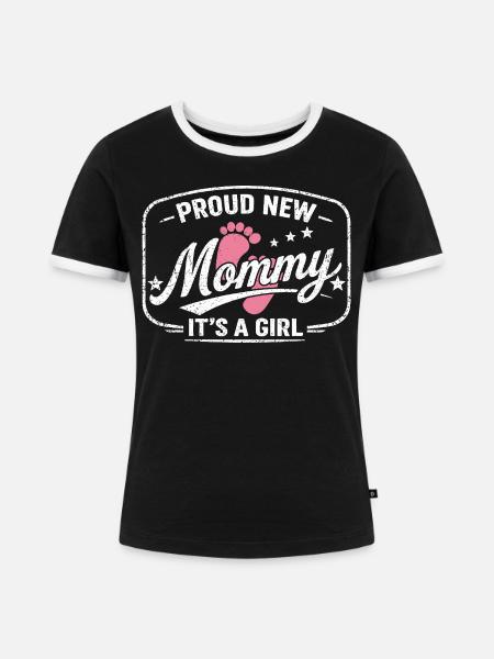 Werdende Mama & Mutter, Geburt Tochter Mädchen - Frauen Kontrast-T-Shirt - Schwarz/Weiß