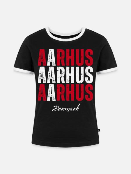 Aarhus im Herzen, Dänemark Gegenwart - Frauen Kontrast-T-Shirt - Schwarz/Weiß