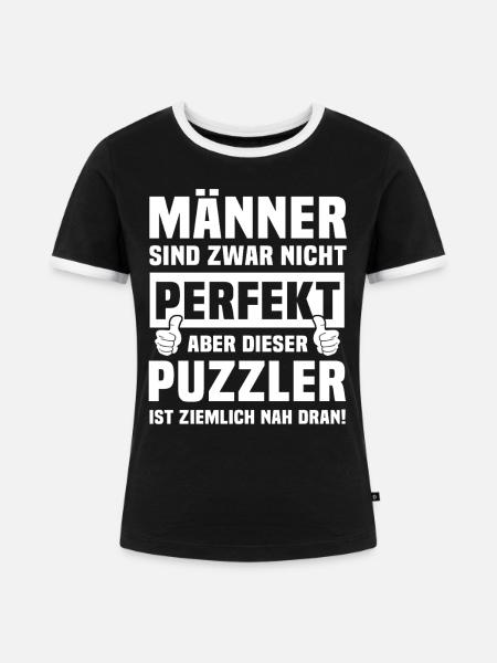 Puzzler - Frauen Kontrast-T-Shirt - Schwarz/Weiß