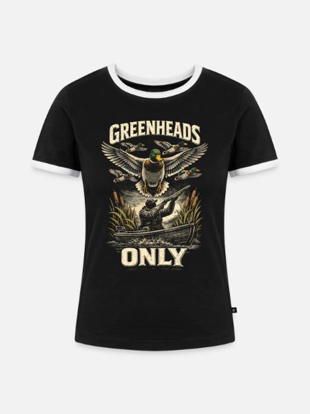 Entenjagd Greenheads Only - Frauen Kontrast-T-Shirt - Schwarz/Weiß