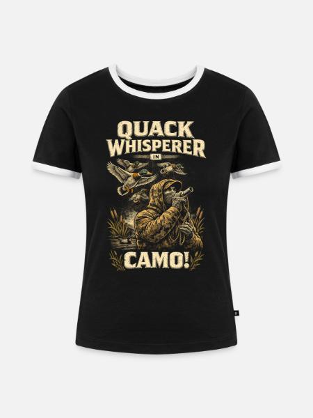 Entenjagd Quack Whisperer - Frauen Kontrast-T-Shirt - Schwarz/Weiß