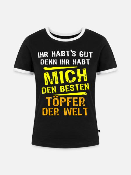 Töpfer Geschenk - Frauen Kontrast-T-Shirt - Schwarz/Weiß