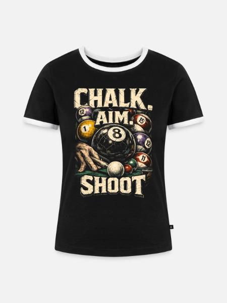 8-Ball Billard Chalk Aim Shoot - Frauen Kontrast-T-Shirt - Schwarz/Weiß