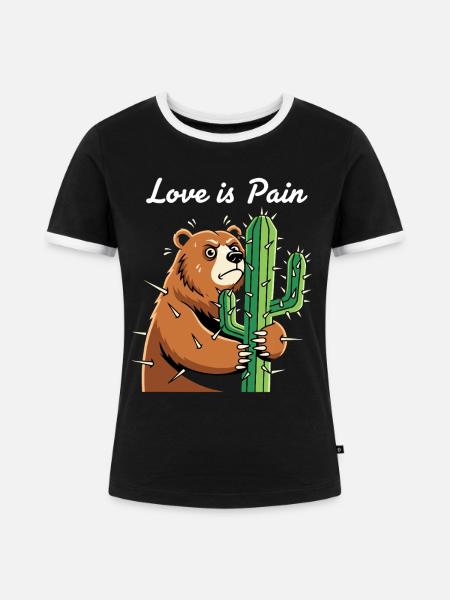 Bär Kaktus - Frauen Kontrast-T-Shirt - Schwarz/Weiß