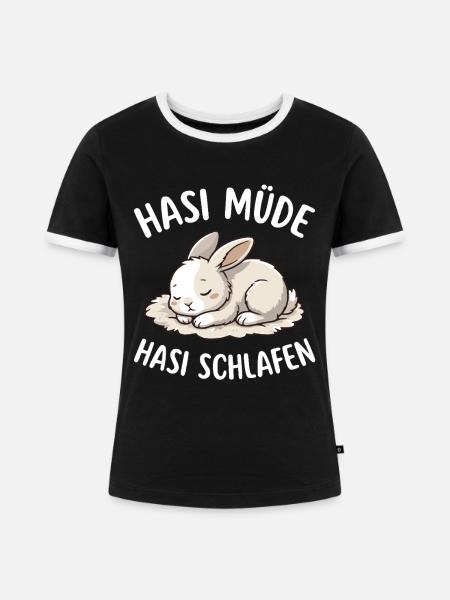 Hasi müde Hasi schlafen  - Frauen Kontrast-T-Shirt - Schwarz/Weiß