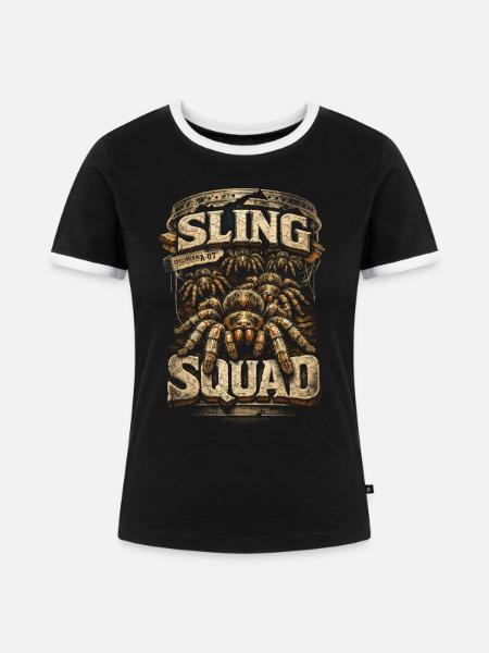 Vogelspinne Sling Squad - Frauen Kontrast-T-Shirt - Schwarz/Weiß