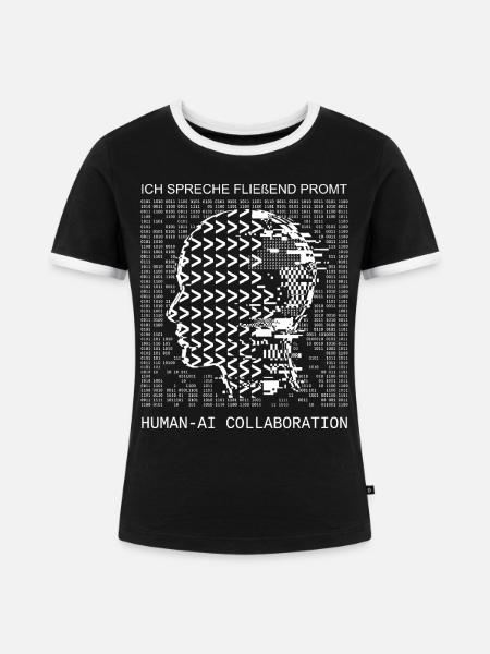 Ich spreche fließend Prompt KI - Frauen Kontrast-T-Shirt - Schwarz/Weiß