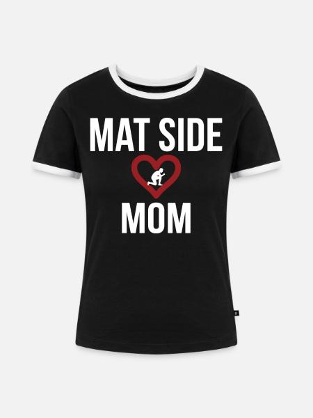 Mat Side Mom Herz Design - Frauen Kontrast-T-Shirt - Schwarz/Weiß